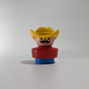 Fisher Price Chunky Little People 1990 With Mustache & Cowboy Hat